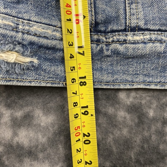 Free People Denim Jean Jacket Womens Size XS Gray Knit Hoodie Collared Button - Picture 10 of 12